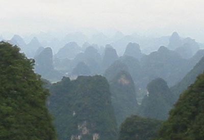 Breathtaking view of Yangshuo’s scenery from the top of Moon Hill